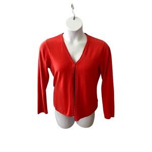 CAROLYN TAYLOR, SIZE M, CORAL, CARDIGAN, LONG SLEEVE
